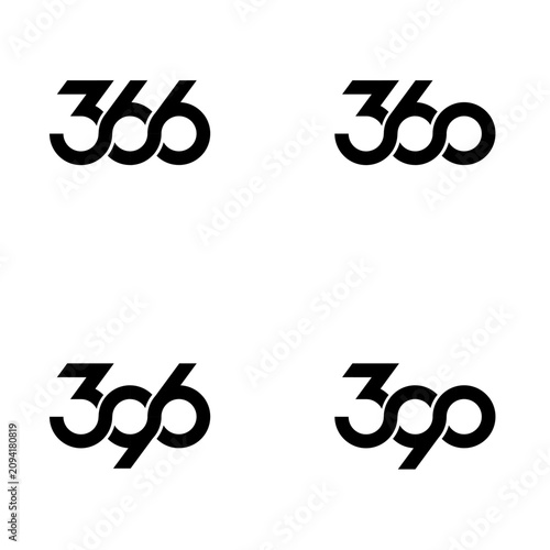 Modern 366 and 360 Number Logo Design Set with Minimalist Geometric Style
