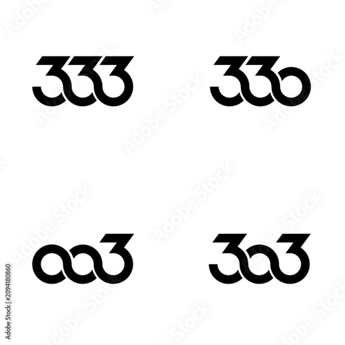 Collection of Modern Stylized Number 3 and 0 Logos, Interconnected Graphic Design Elements for Branding