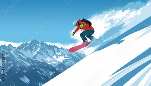 Bild auf Leinwand snowboarder is jumping with snowboard from snowhill