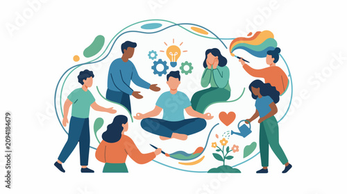 Diverse people collaborate and create fostering growth and innovation