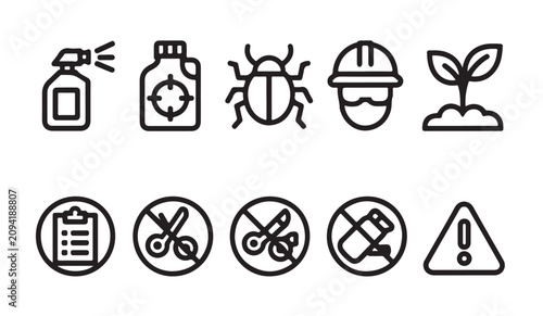 Bild auf Leinwand Pest control and gardening icon set, vector simple black and white symbols