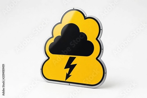 Storm warning signs and storm icons are displayed on a white background