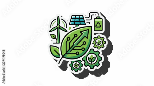 Eco-friendly technology integration with a leaf motif and circuitry
