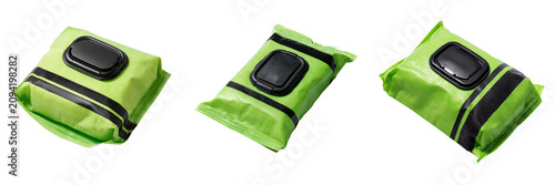 Set of Modern hot water bag with knitted fabric on transparent background. Ai generated