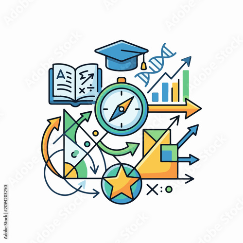 Educational icons of learning science and direction