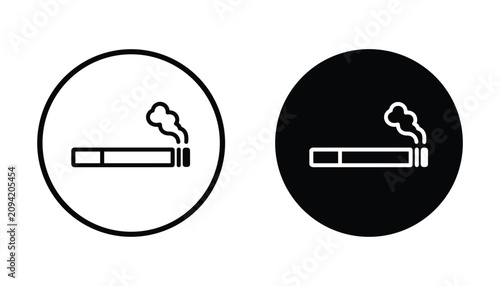 Tableau sur toile Cigarette smoking warning icon set representing tobacco health risks and habit p