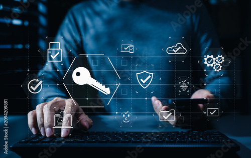 Encryption key passkeys. Secure passwordless authentication technology. digital access key  cloud verification  identity check  lock protection  device approval  cybersecurity  trusted login security