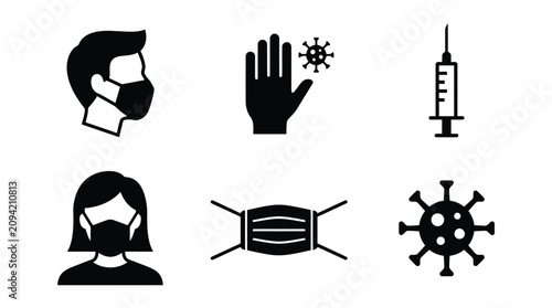 Tableau sur toile Minimalist Health Safety Virus Protection Icon Set