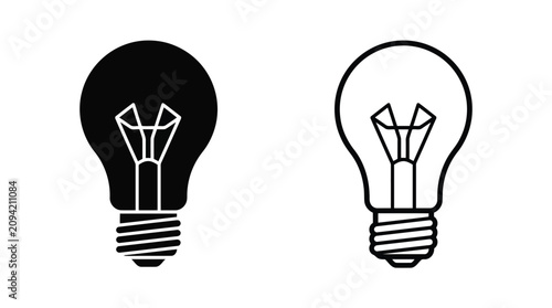 Fotografía Minimalist Light Bulb Idea Icon Duo