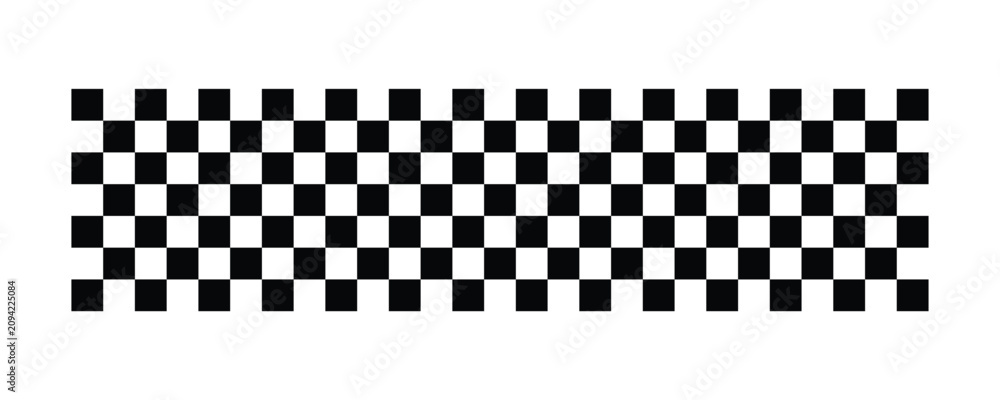 Fototapeta premium Ribbon with race flag or checkerboard pattern in diagonal arrangement. Chess game or rally sport car competition background. Slanted black and white checkered texture