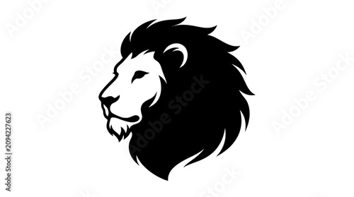 Bild auf Leinwand Black silhouette of a lion's head.