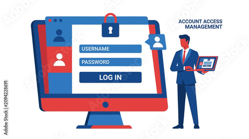 фотографія Businessman accessing secure account login.