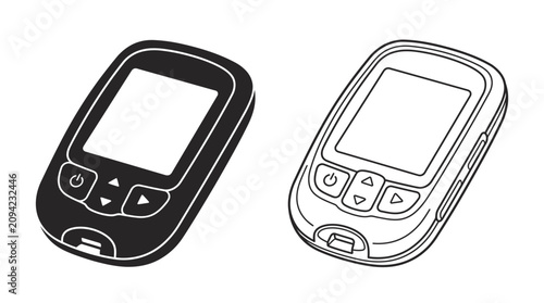 Canvastavla Mobile phone silhouette with buttons black and white line drawing