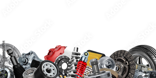 Obraz na plátně Car parts , automotive vehicle repair and service industry concept for banner and Advertising media isolated on white background