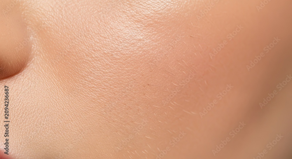 Fototapeta premium Close-up Macro of Human Skin Texture with Subtle Hairs and Pores