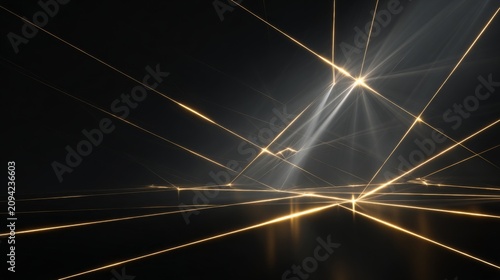 Abstract Intersecting Light Beams on Dark Background, Technology Network Concept