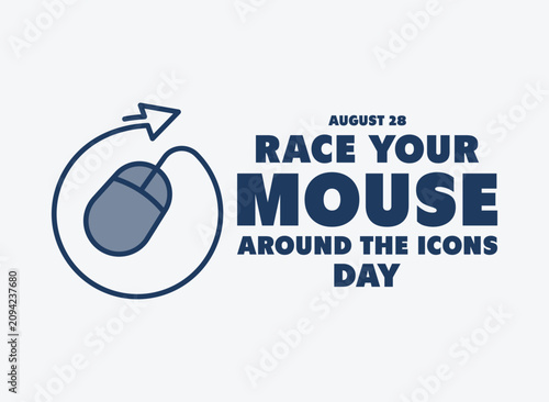 Race Your Mouse Around the Icons Day vector illustration. Celebrated on August 28th. Computer mouse icon with arrow line dynamic movement concept.