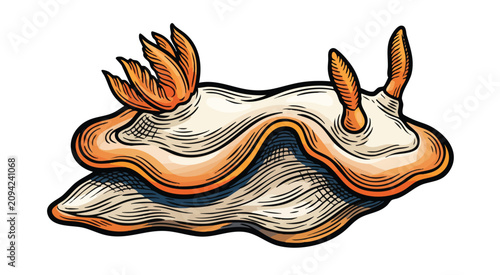 Foto Colorful nudibranch illustration with vibrant orange and white details