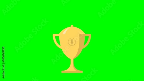 Victory, competition, duel, fight. First place among competitors. Gold cup trophy symbol icon, team support, work. Business success strategy. 2d flat animation. Alpha channel. Looped Video
