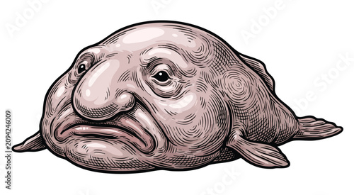 Obraz na plátně Illustration of a Blobfish with Detailed Textures and Expressions