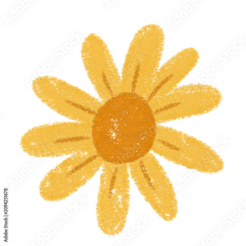 crayon illustration of sunflower for kids