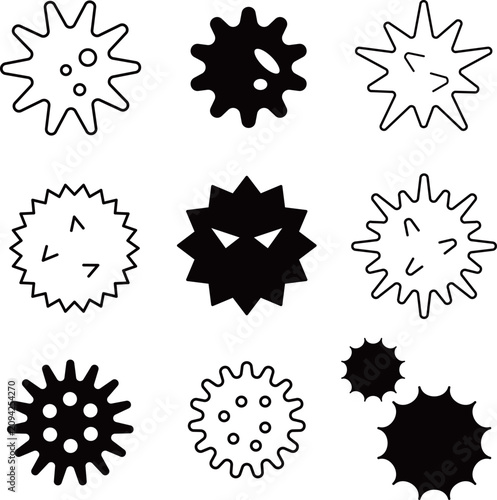 Foto ウイルスアイコンセット　黒　ベクター画像　Web　Adobe Illustrator Artwork
