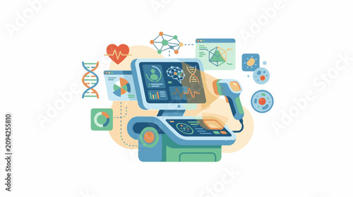 Medical technology with DNA brain heartbeat and cell imagery