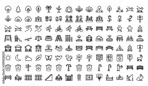 Cuadro en lienzo Premium Park Outline Icon Collection Black White Editable Vector Illustration