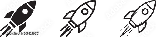 Fotografía Rocket launch icon set, rocket vector icons