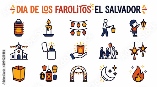 Dia de los Farolitos El Salvador Celebration Icons
