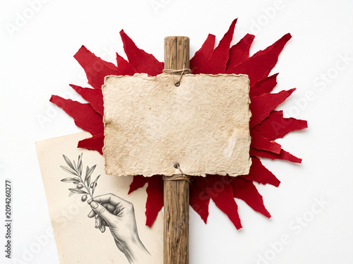 Blank sign with red leaves