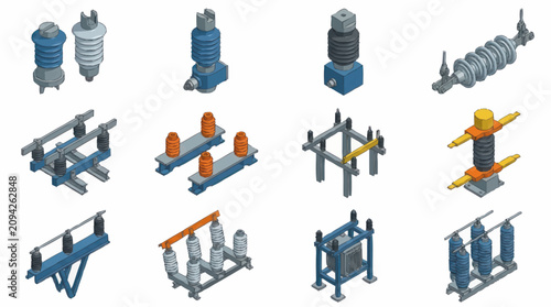 Foto Collection of Industrial Valves and Mechanical Components.