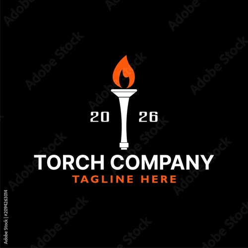 The torch logo icon isolated on black background