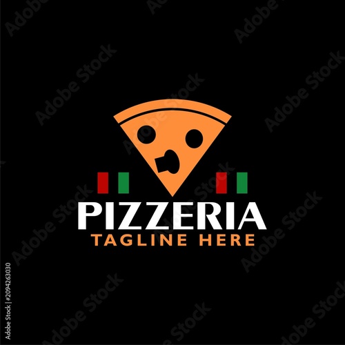 Pizza restaurant logo icon isolated on black background