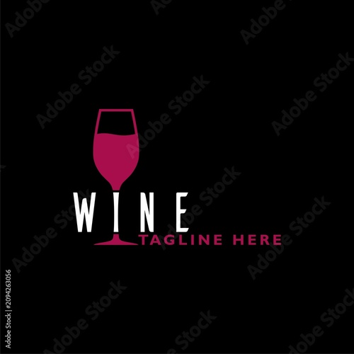 Wine logo icon isolated on black background