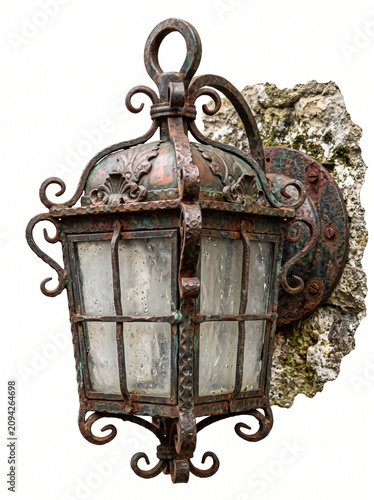 Rustic rusted iron lantern