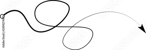 Tableau sur toile A minimalist line art design featuring a wavy line with an arrowhead