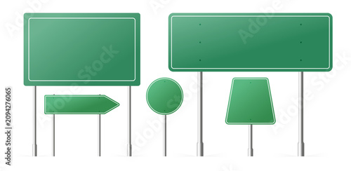 Bild auf Leinwand Green road traffic signs set template
