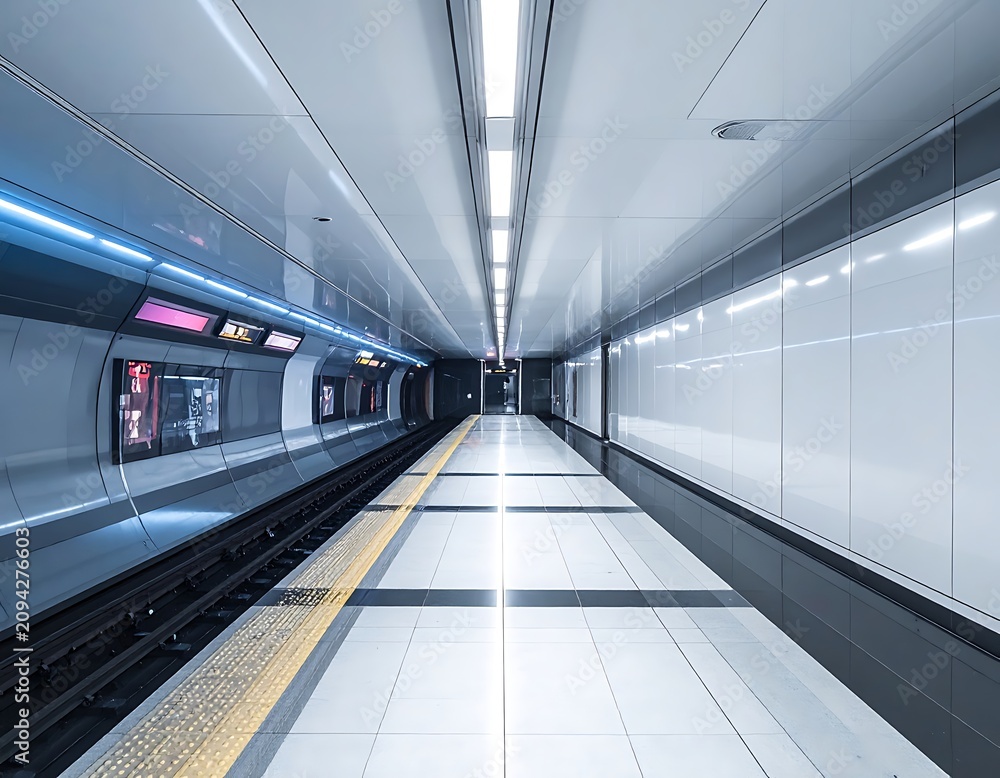 Fototapeta premium Modern subway station with train platform.