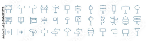 Tableau sur toile Signboard Icons Collection – Directional Signs, Traffic Markers and Information