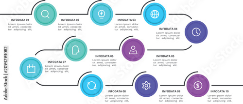 Stylish infographic with 10 steps, options, parts or processes. Business data visualization.
