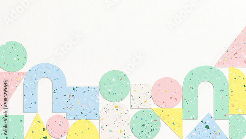Modern collage abstract background with recycled plastic textures and geometric shapes
