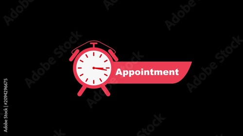 Red alarm clock with appointment text on black white