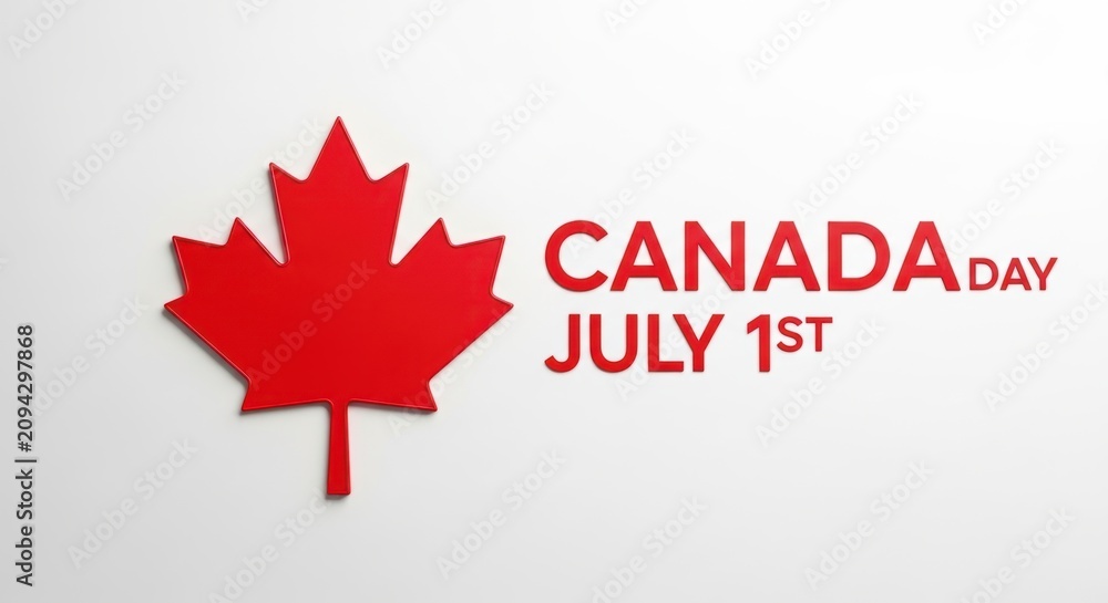 Fototapeta premium Canada Day celebration icon with maple leaf and text July 1st vector