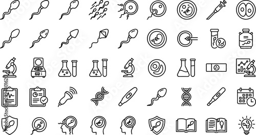 Foto Reproductive Medicine and Fertility Clinic Line Icon Set Featuring Sperm Cells H