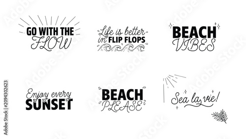 Obraz na płótnie Collection of inspirational summer beach themed handwritten typography quotes is
