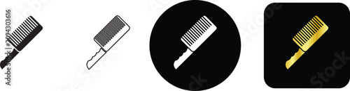 Professional hair comb icon set for barber shop and beauty salon styling vector illustration