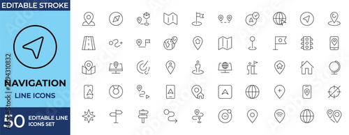 Foto Maps and navigation line icons set
