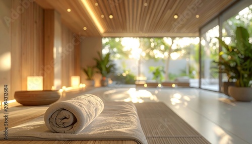 Contemporary wellness retreat with subtle blur and peaceful hospitality appeal