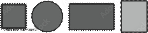 Cuadro en lienzo Collection of four different perforated postage stamp shapes isolated on transpa